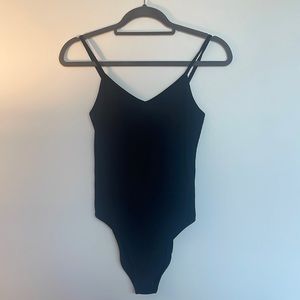 Plain Black Ribbed Bodysuit